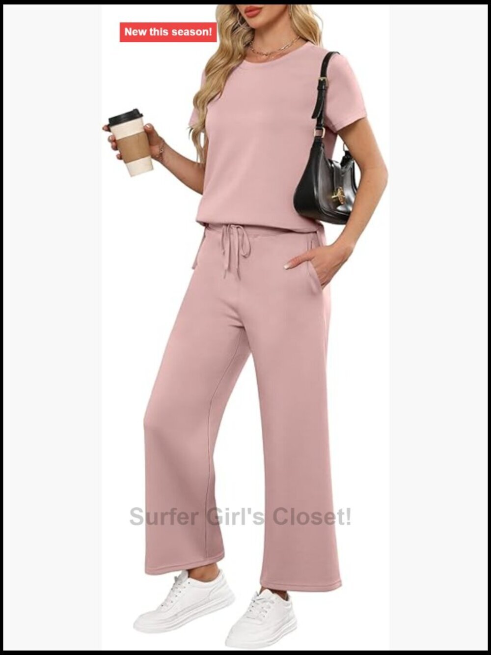 2 Piece Lounge Set Short Sleeve Wide Leg Casual Matching Tracksuit